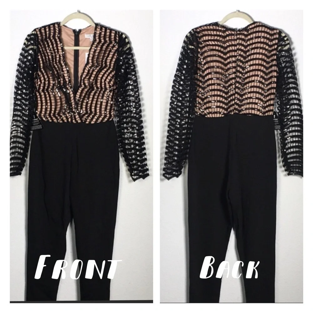 RARE LONDON/NASTY GAL Black Jumpsuit Size Medium - Picture 1 of 5